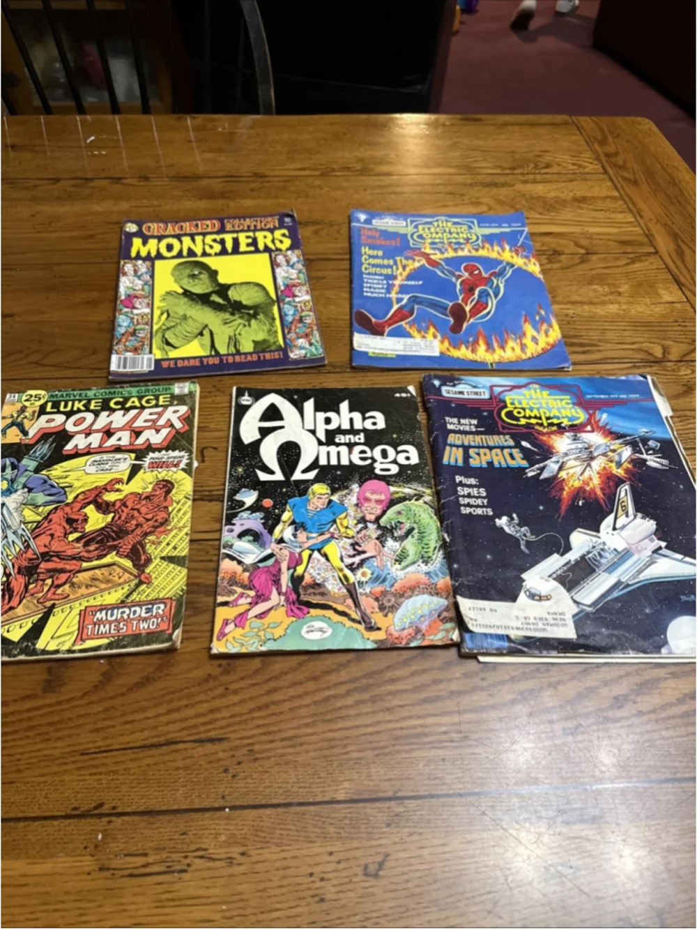 5 the electric company magazines 1980 spider man comics Alpha & Omwga